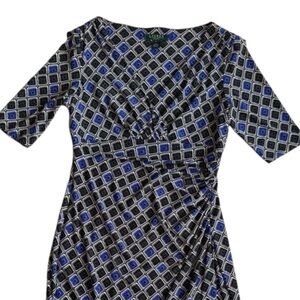 Ralph Lauren Black and Blue Patterned Midi Dress